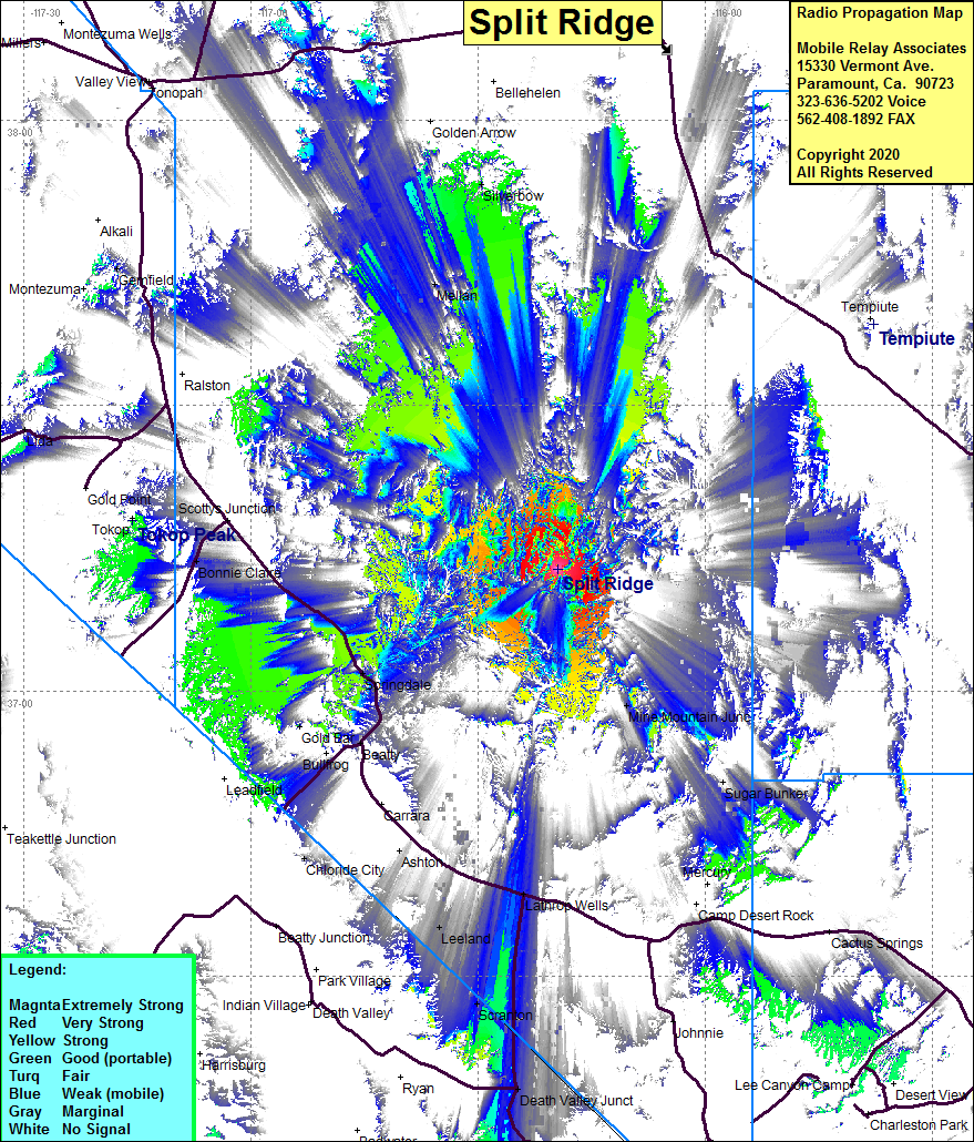heat map radio coverage Split Ridge